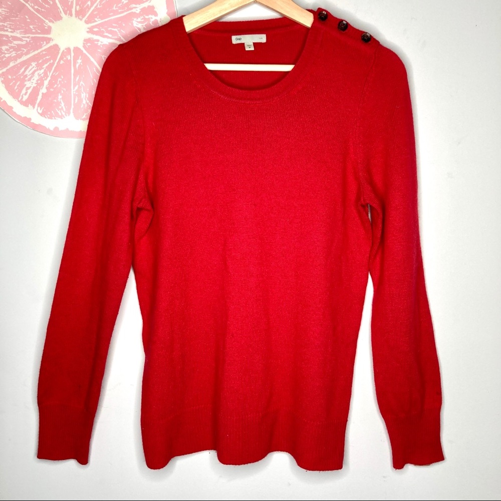 Gap luxe sweater button shoulder red medium